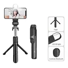 Bastão Pau de selfie Tripé Retrátil Com Luz LED Controle Bluetooth Celular Ideal para Fotos e Vídeos AIRER.BR