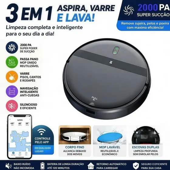 Aspirador Automático Inteligente Ideal para Casa com Sensores Anti queda AIRER.BR