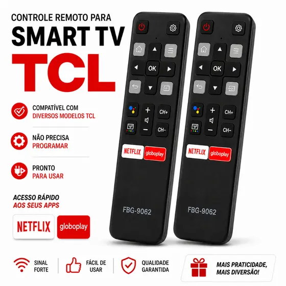 Controle Remoto TCL para TV Smart com Compatibilidade Universal, Botões Rápidos ENVIO IMEDIATO