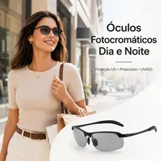 Óculos de Sol Masculino com Lentes Fotocromáticas que Ajustam à Luz