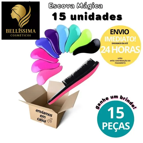 Escovas Mágicas Antifrizz Super Macia Para Brindes ou Revender Kit com 15 Unidades