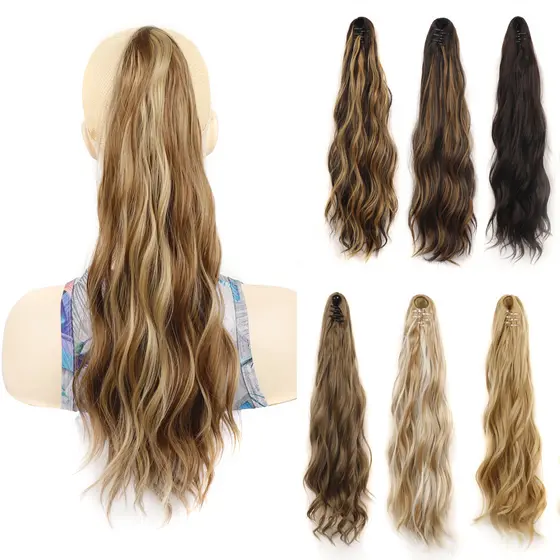 Aplique Cabelo Orgânico Rabo de Cavalo 50cm Liso Ondulado fio sem brilho com Piranha P96