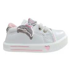 Tênis Infantil Feminino Sereia Glitter Branco Prata Confortável Menina Coração Solado Antiderrapante
