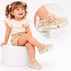 Tênis Bebê Menina Infantil Bege Coelhinha Confortável Primeiros Passos Sonhadora