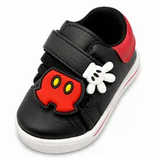 Tênis Bebê Preto Personagem Com Velcro Confortável Antiderrapante Infantil