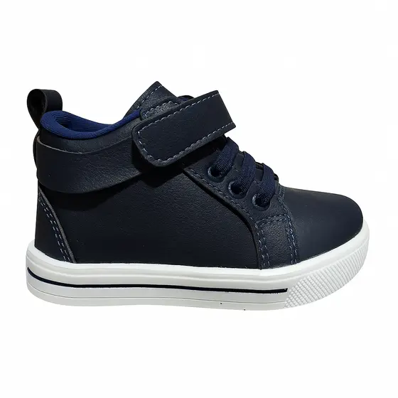 Tênis Infantil Masculino Azul Marinho Cano Alto Velcro Antiderrapante Confortável Casual
