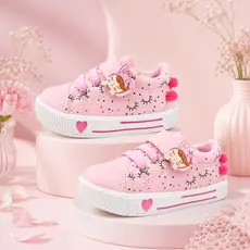 Tênis Infantil Menina Rosa Com Fecho Aderente Detalhe 3D Calce Fácil Casual