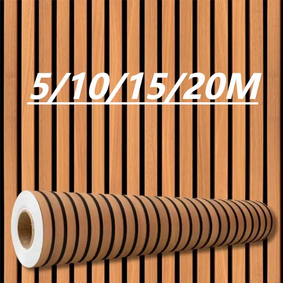 Papel de Pareade Autoadesivo Madeira Ripada Decoração Quarto/Sala/Hall, Fácil Aplicação, Estilo Natural Papel de Parede