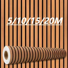 Papel de Pareade Autoadesivo Madeira Ripada Decoração Quarto/Sala/Hall, Fácil Aplicação, Estilo Natural Papel de Parede