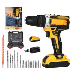 Parafusadeira Furadeira e Chave De Impacto 21v 02 Baterias Sem Fio Soquetes Com Maleta Profissional