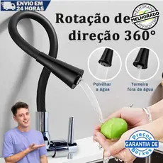 Torneira Gourmet Flexível Cozinha  2 Jatos 1/4 de Volta Para  Mesa Pia Bancada e Mármore