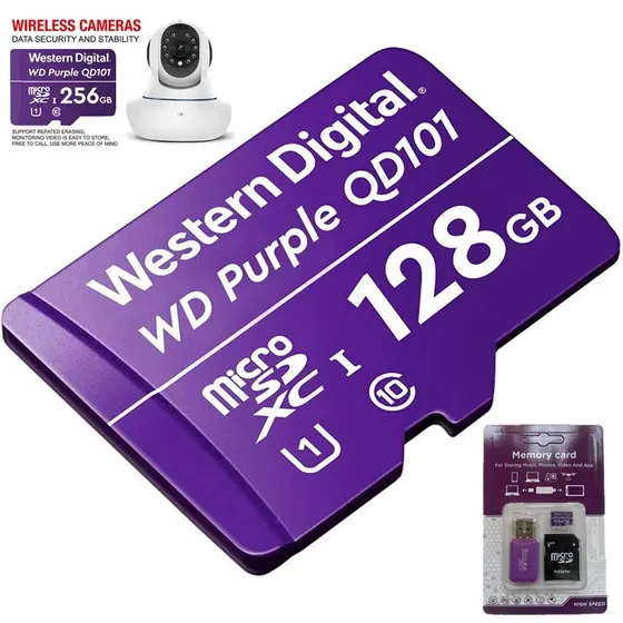 Novo Cartão micro SD Western Digital Roxo 64GB 128GB 256GB 1TB Vigilância DashCam