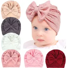 Touca Turbante Bebê com Laço Jacquard Confortável Ajustável 3–24 Meses