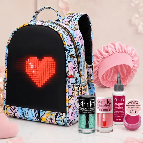 Mochila LED Feminina Personalizável com Bluetooth Controlada por Aplicativo IOS e Android