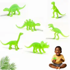 Brinquedo Dinossauro Brilha no Escuro Kit 6 Peças Infantil Jurassic para Meninos e Meninas