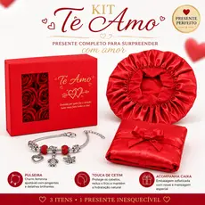 Kit Presente Dia dos Namorados Pulseira e Touca de Cetim com Caixa de Rosas e Sacola Premium