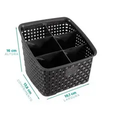 OFERTA Organizador Multiuso Rattan com 3 ou 6 Divisórias  Preto NITRON