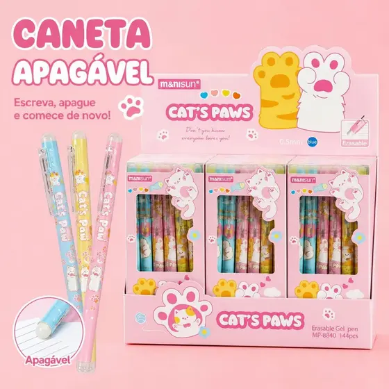 Caneta Click Apagavel Personagens Fofos Material Escolar Criancas Presente Divertido