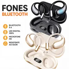 Fone de Ouvido Bluetooth 5.4 Aberto Gancho Ergonômico Display Digital Resistente à Água D68