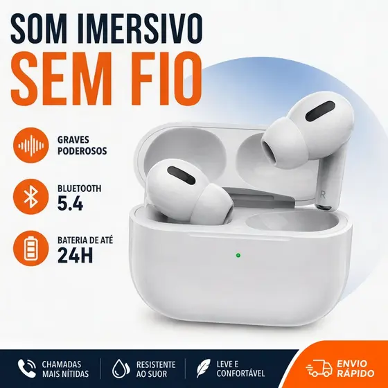 Fones de Ouvido Bluetooth TWS Cancelamento de Ruído Som Estéreo Leve iOS Android D14
