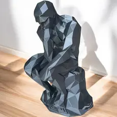 Escultura O Pensador 3D Decorativa Moderna Geométrica Premium Estátua Luxo Para Escritório Home Office Minimalista 17cm