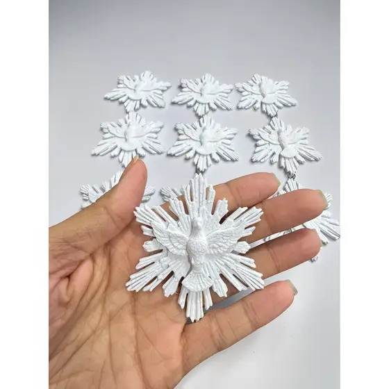 Divino Espirito Santo Para Artesanato 3D decoração religiosa artesanato católico lembrancinha batizado Kit com10 Aplique