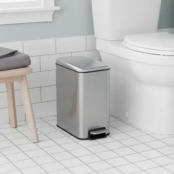 Lixeira Inox Retangular ou Redonda 5 Litros Design Moderno Resistente Uso Domestico Escritório