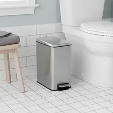 Lixeira Inox Retangular ou Redonda 5 Litros Design Moderno Resistente Uso Domestico Escritório