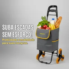Carrinho Plataforma Carga, Feira 3 Rodas Capacidade 40kg Escadas Transporte Facil