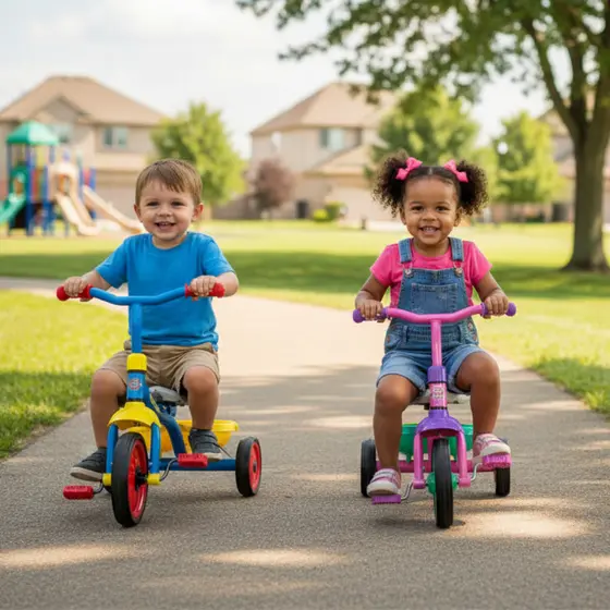 Triciclo Infantil Rosa e Azul com Seguro Conforto Estável Educativo Divertido
