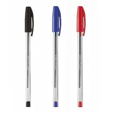 kit 1/3/6 canetas esferográficas escolar ponta média prisma bazze preta / vermelha / azul 1.0mm