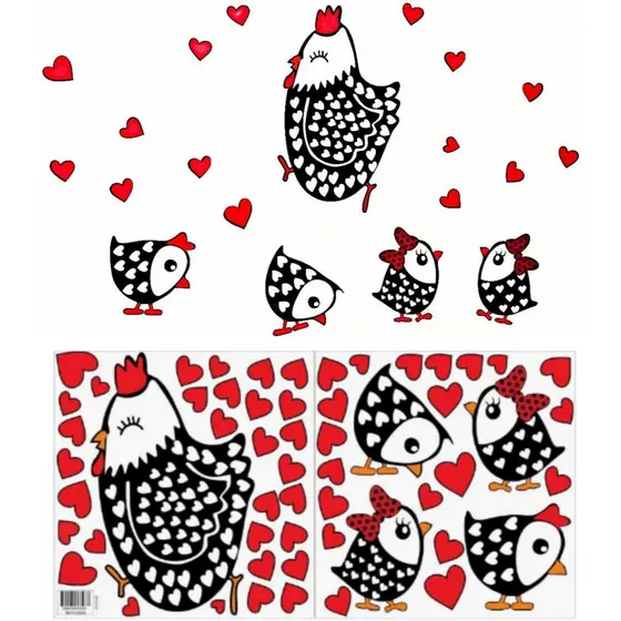 Adesivo Decorativo para Geladeira, Móveis Papel de Paredes Tema Galinha Carijó