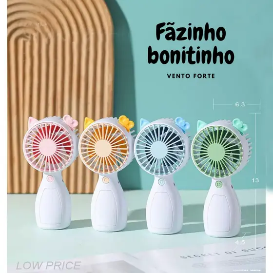 Mini ventilador portátil de mão grande potência fofo e conveniente para estudantes ventilador USB recarregável