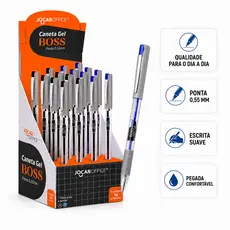 Caneta Gel Boss 0.55 Azul e Preta Caneta Esferografica Letra Mais Bonita