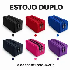 Estojo Escolar 2 Divisórias Zíper Duplo Diversas Cores Estojo Feminino e Masculino