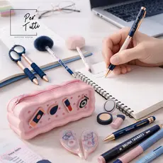 Kit Bruna Tavares Papelaria Caneta Lapiseira Estojo Marca Texto Corretivo Fita Lapis HB