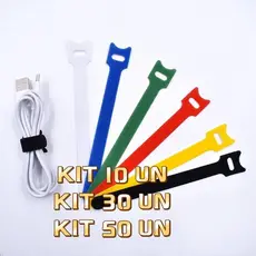 Kit 10 UN /30 UN/50 UN  - Organizador de Cabos e Fios Abraçadeira multiuso Prendedor reutilizável