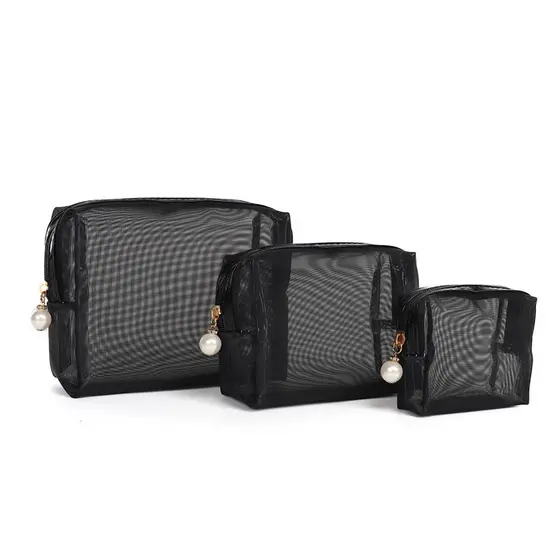 Kit 3 Necessaires de Tela com Zíper, Organizadoras/Bolsas de Maquiagem, Higiene  e Essenciais para Viagem