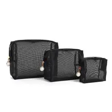 Kit 3 Necessaires de Tela com Zíper, Organizadoras/Bolsas de Maquiagem, Higiene  e Essenciais para Viagem