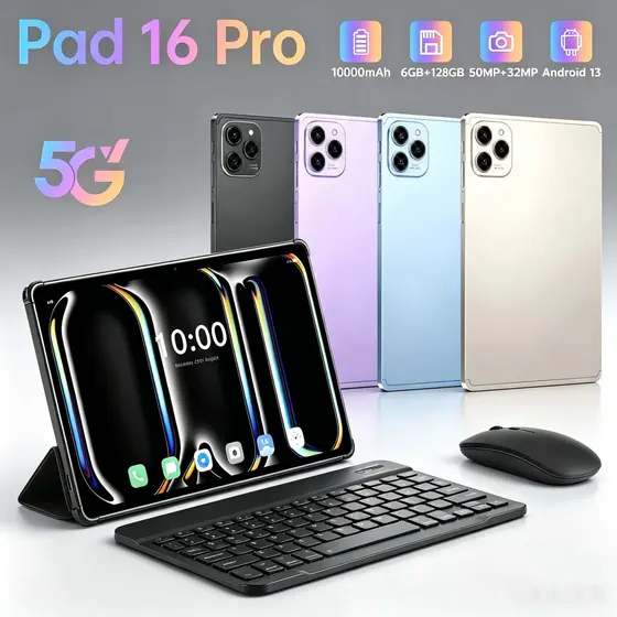 Tablet 6GB RAM +128GB HD 10,1 Polegadas Tela Grande PC pad Android Dual SIM Card Câmera 30MP e 13MP WIFI 5G 8000mAh