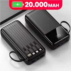 Carregador Power Bank 20000mah Portátil Display Digital 66W Carregamento Super Rápido Com 4 Cabos REAL