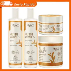 Kit Apice Nutri Waves 4 Produtos Tratamento Completo Acidificante Capilar Com Creme De Pentear Apse