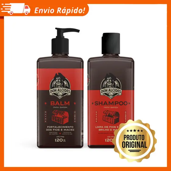 Kit Shampoo + Balm para Barba Don Alcides Barba Negra