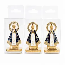 Kit 1 a 3 Santinhas de Carro Imagem Nossa Senhora Aparecida com Coroa Dourada para Carro (Feita em metal)