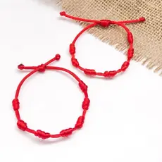 Pulseira 7 Nós, KIT Infantil + Adulto Prosperidade e proteção Kabbalah, Pulseira vermelha.