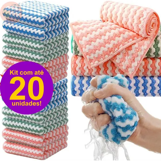 Panos de Limpeza Microfibra 25x25cm: Alta Absorção, Antirresíduo, Ideal para Cozinha, Vidros.