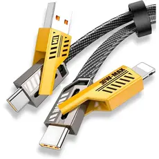Carregador turbo 65W cabo 4 em 1 universal iPhone, Samsung, Motorola, Xiaomi,  tipo C + Lightning.