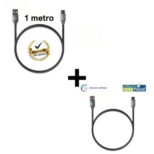 KIT 2 Cabos USB C Tipo C -  Carregamento Turbo  com Transferência de Dados Compatível com Controle