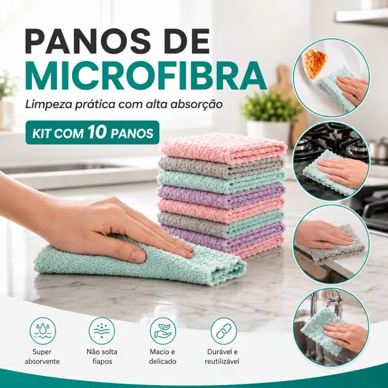 5/10 Panos Absorvente Anti Óleo Para Cozinha 25x25cm /Pano De Microfibra /Toalha De Limpeza De Cozinha/Toalha De Mesa