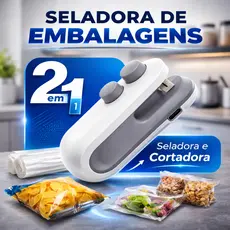 Seladora de Embalagens 2 em 1 Portátil – Sela e Corta – Recarregável USB
